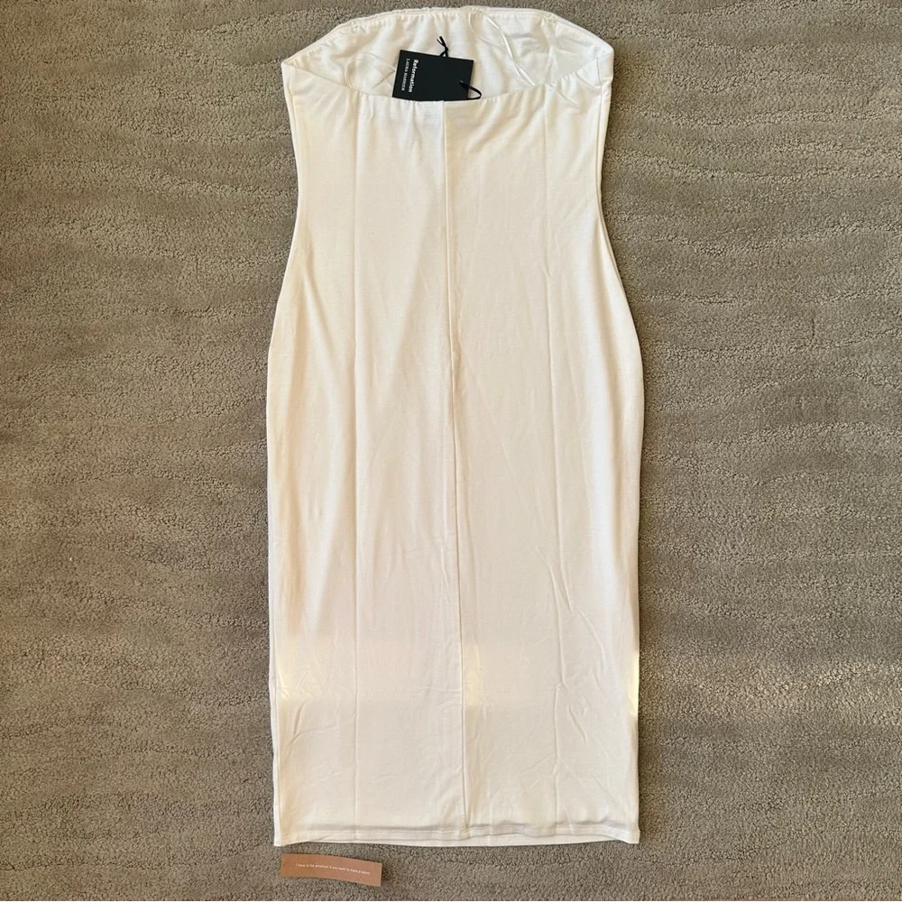 Reformation x Laura Harrier Etta Strapless Knit Bodycon Midi Dress Cream L NWT